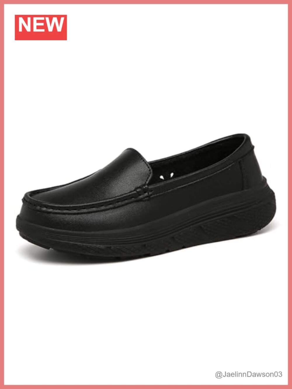 Women's Platform Slip On Work Shoes - Breathable Microfiber Leather Walking